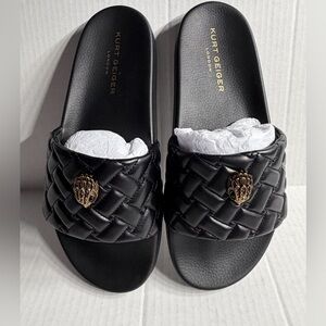 Kurt Geiger London Women's Meena black Eagle Head Slides size 9